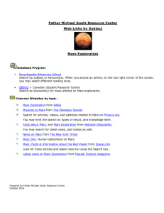 Father Michael Goetz Resource Center Web Links by Subject  Mars Exploration
