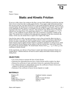 12 Static and Kinetic Friction Experiment
