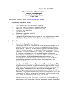 Proposal Date: 08/26/2009 College of Education &amp; Behavioral Sciences