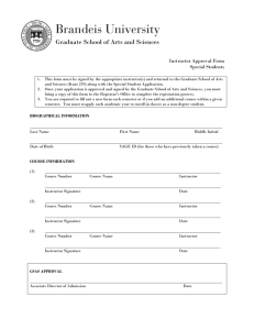 Graduate School of Arts and Sciences Instructor Approval Form Special Students