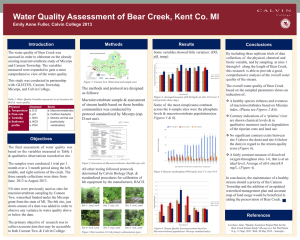 Water Quality Assessment of Bear Creek, Kent Co. MI Introduction Methods