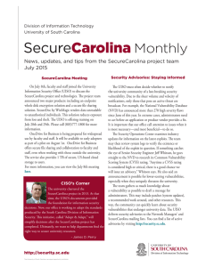 Monthly News, updates, and tips from the SecureCarolina project team July 2015