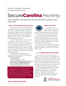 Monthly News, updates, and tips from the SecureCarolina project team April 2015