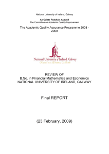 Final REPORT  (23 February, 2009) REVIEW OF  B.Sc. in Financial Mathematics and Economics 