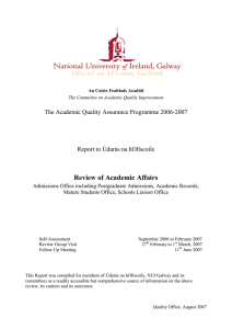 Review of Academic Affairs The Academic Quality Assurance Programme 2006-2007