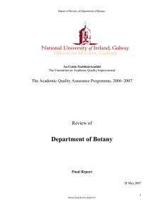 Department of Botany Review of The Academic Quality Assurance Programme, 2006–2007 Final Report