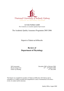 Review of Department of Physiology The Academic Quality Assurance Programme 2005-2006