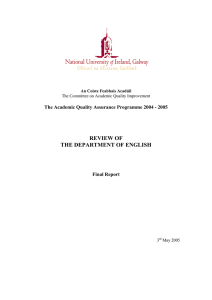 REVIEW OF THE DEPARTMENT OF ENGLISH