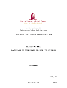 REVIEW OF THE BACHELOR OF COMMERCE DEGREE PROGRAMME