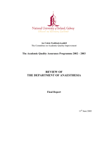 REVIEW OF THE DEPARTMENT OF ANAESTHESIA
