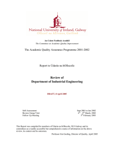 Review of Department of Industrial Engineering The Academic Quality Assurance Programme 2001-2002
