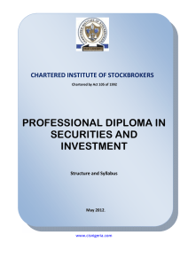 PROFESSIONAL DIPLOMA IN SECURITIES AND INVESTMENT