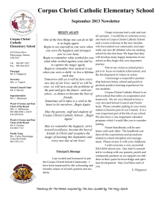 Corpus Christi Catholic Elementary School  September 2013 Newsletter BEGIN AGAIN