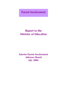 Parent Involvement Report to the Minister of Education