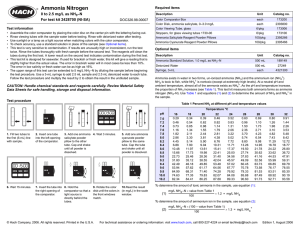 Ammonia Nitrogen 0 to 2.5 mg/L as NH –N