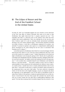 Eclipse of Reason End of the Frankfurt School in the United States