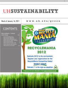 SUSTAINABILITY UH CONTENTS Week of January 16, 2011