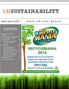 SUSTAINABILITY UH CONTENTS Week of January 30, 2011