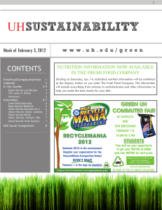 SUSTAINABILITY UH CONTENTS Week of February 3, 2012