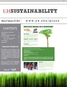 SUSTAINABILITY UH CONTENTS Week of February 24, 2012