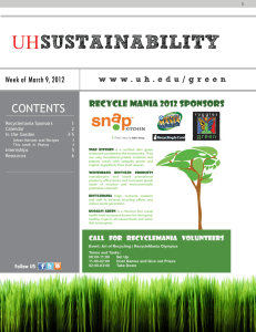 SUSTAINABILITY UH CONTENTS Week of March 9, 2012