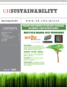 SUSTAINABILITY UH CONTENTS RECYCLE MANIA 2012 sponsors