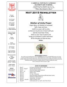 MAY 2015 Newsletter  Mother of Unity Prayer 