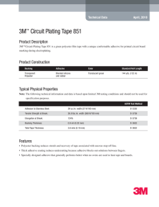 3M Circuit Plating Tape 851 Product Description ™