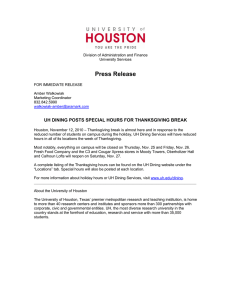 Press Release  UH DINING POSTS SPECIAL HOURS FOR THANKSGIVING BREAK