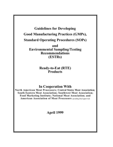 Guidelines for Developing Good Manufacturing Practices (GMPs), Standard Operating Procedures (SOPs) and