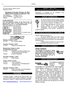 Sunday Readings for Sunday, October 10, 2010 – SEPT. 2010