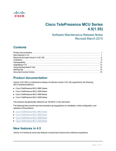 Cisco TelePresence MCU Series 4.5(1.55) Software Maintenance Release Notes Revised March 2015