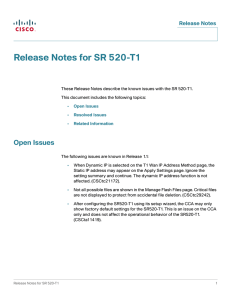 Release Notes for SR 520-T1 Release Notes