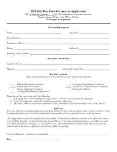 2016 Fall Fest Core Committee Application