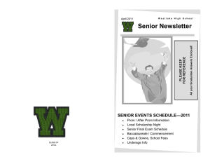 Senior Newsletter SENIOR EVENTS SCHEDULE—2011