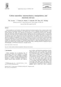Carbon nanotubes: nanomechanics, manipulation, and electronic devices Ph. Avouris