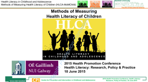 Health Literacy in Childhood and Adolescence