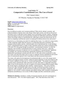 Comparative Constitutional Law: The Case of Israel Prof. Amnon Lehavi