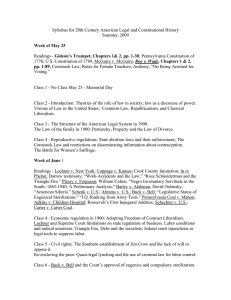 Syllabus for 20th Century American Legal and Constitutional History Summer, 2009