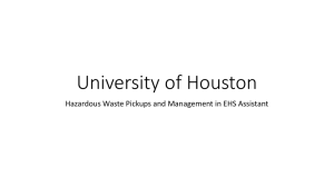University of Houston Hazardous Waste Pickups and Management in EHS Assistant