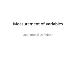 Measurement of Variables Operational Definition