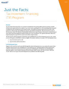 Just the Facts: Tax Increment Financing (TIF) Program Overview