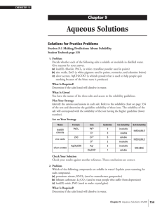 Aqueous Solutions Chapter 9 Solutions for Practice Problems