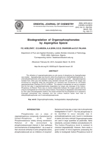 Biodegradation of Organophosphonates by Aspergillus  Specie ORIENTAL JOURNAL OF CHEMISTRY