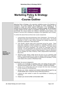 Marketing Policy &amp; Strategy -Course Outline- MK312