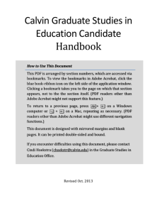 Calvin Graduate Studies in Education Candidate Handbook