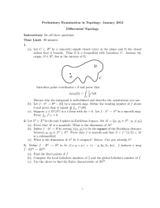 Preliminary Examination in Topology: January 2012 Differential Topology Instructions