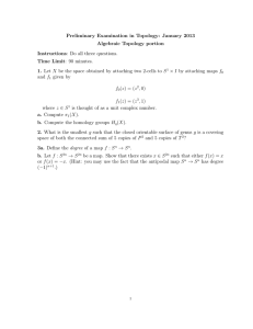 Preliminary Examination in Topology: January 2013 Algebraic Topology portion Instructions