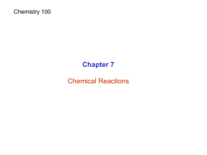Chapter 7 Chemical Reactions Chemistry 100