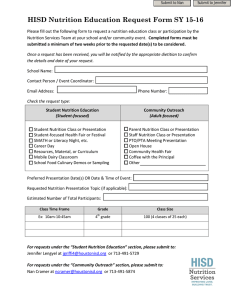HISD Nutrition Education Request Form SY 15-16
